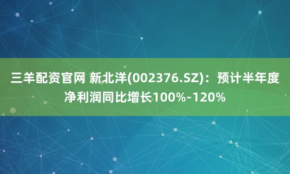 三羊配资官网 新北洋(002376.SZ):预计半年度净利润同比增长100%-120%
