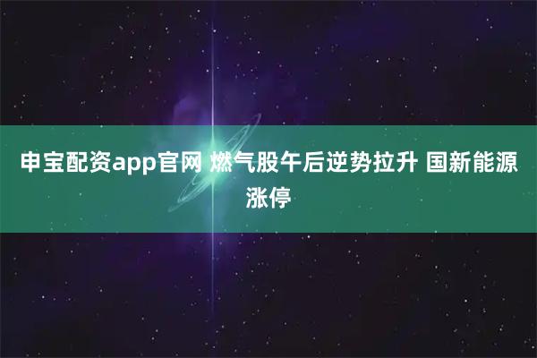 申宝配资app官网 燃气股午后逆势拉升 国新能源涨停