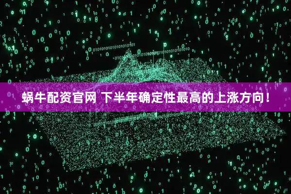 蜗牛配资官网 下半年确定性最高的上涨方向！
